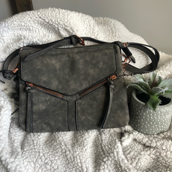 Francesca's Collections Handbags - Charcoal Gray Rose Gold Detailing Crossbody
